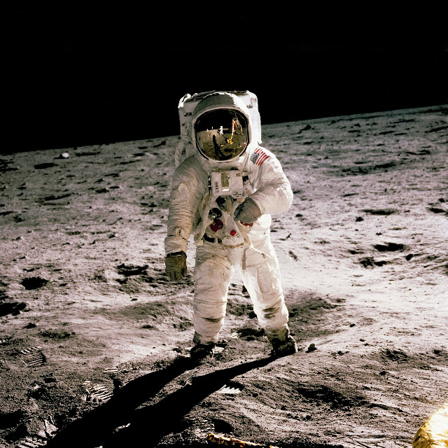Apollo 11 astronaut Buzz Aldrin walks on the surface of the moon on July 20, 1969, in a photograph taken by Neil Armstrong.